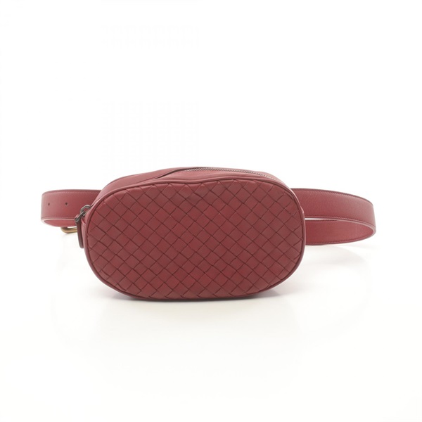 BOTTEGA VENETA Intrecciato Waist bum belt bag leather Red Used