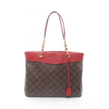 LOUIS VUITTON Pallas shopper Tote Bag M51197 Monogram canvas Brown Red Used LV