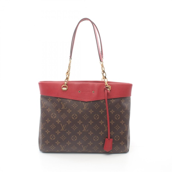 LOUIS VUITTON Pallas shopper Tote Bag M51197 Monogram canvas Brown Red Used LV