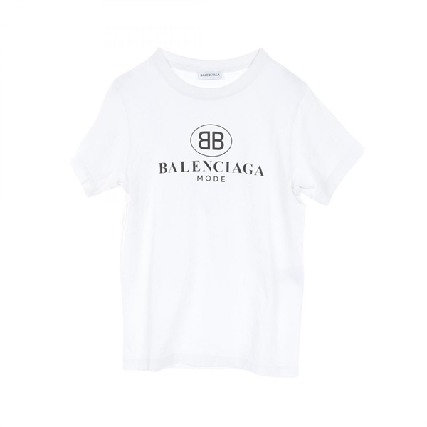 BALENCIAGA BB logo T-shirt 556110 cotton White Used Women size XS