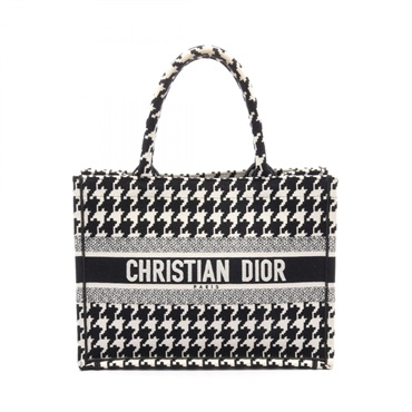 Christian Dior BOOK TOTE Medium hand Bag canvas White Black Used Women