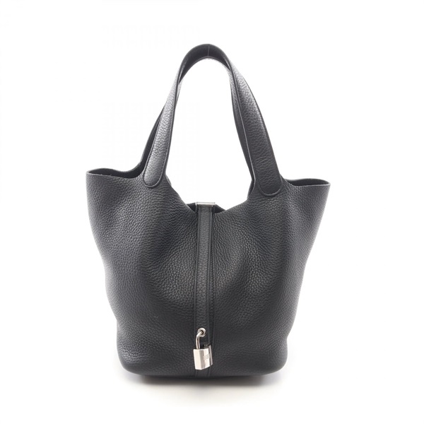 HERMES Picotin Lock MM tote Handbag Z Taurillon Clemence Black Used Women SHW