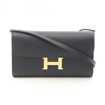 HERMES constance long to go Shoulder crossbody Bag U Epsom Calfskin Black GHW