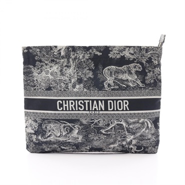 Dior DIOR TRAVEL zip pouch business clutch bag Fabric Navy White Used unisex