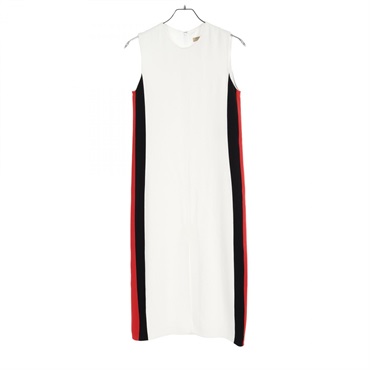 BURBERRY Dress Viscose White Black Red Used Women #UK4