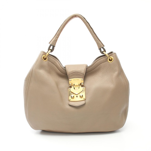 Miu Miu Shoulder Bag leather Beige Used Women GHW