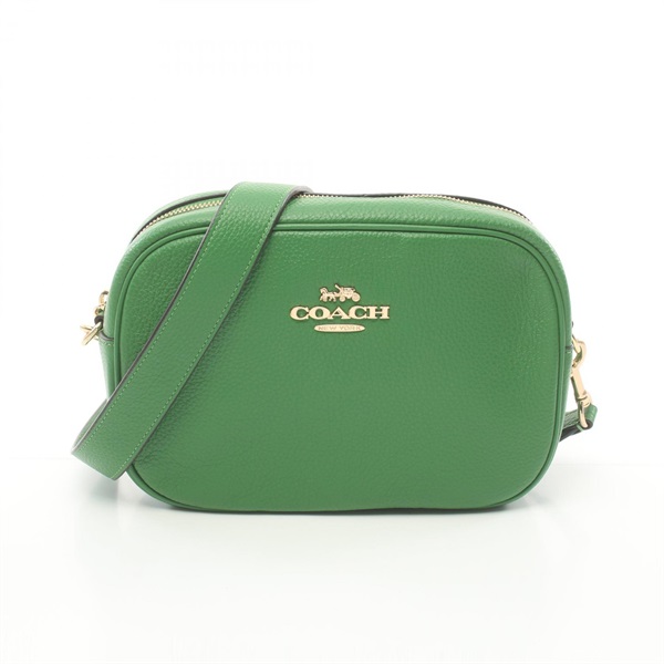 COACH Shoulder Bag leather Green Used Women crossbody GHW