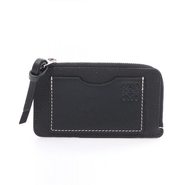 LOEWE Coin card holder purse wallet leather Black Used Women