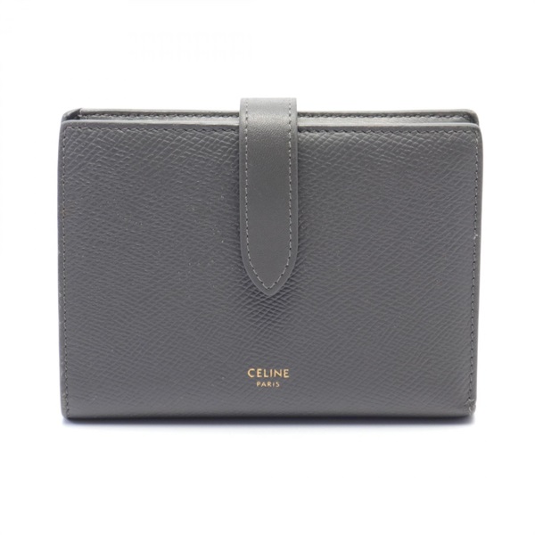 CELINE Medium strap wallet 10B643BFP leather Gray Used Women GHW