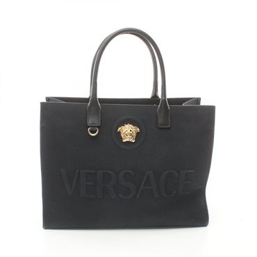 VERSACE La medusa Tote Bag 1004741 canvas leather Black Used unisex