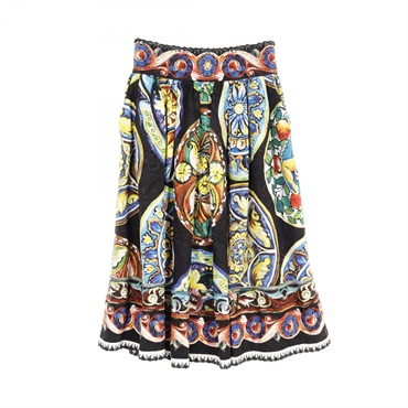 DOLCE 
GABBANA skirt silk Black Multicolor Used Women #36