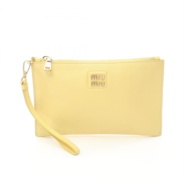 Miu Miu Pouch Clutch bag leather Yellow Used Women