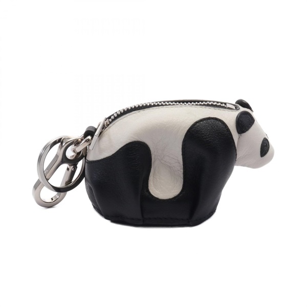 LOEWE Panda coin purse wallet leather Black White Used