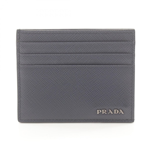 PRADA Card Case Saffiano leather Navy Black Used mens