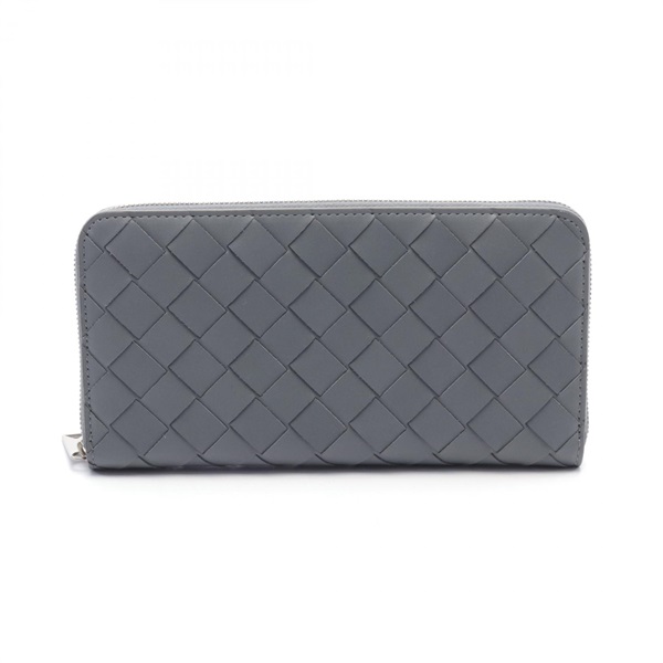 BOTTEGA VENETA Intrecciato Around long wallet Purse 608053 leather Gray Used