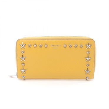 JIMMY CHOO Around long wallet Purse leather Yellow Used Women