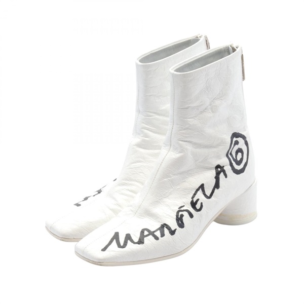 MM6 boots S66WU0067 leather White Used Women #35