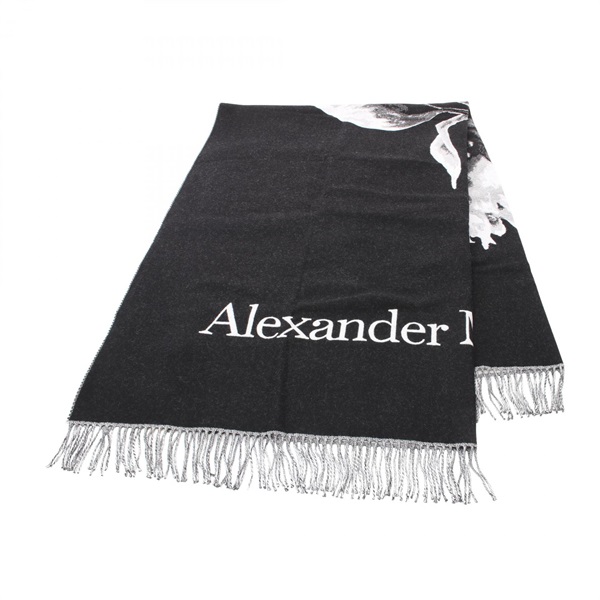 Alexander McQueen Scarf wool Black White Used Women