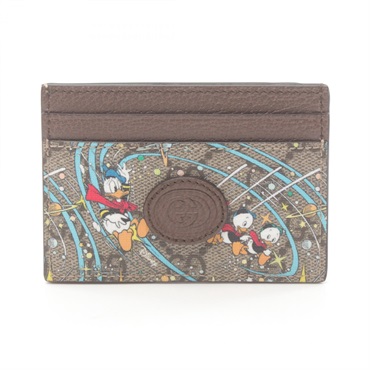 GUCCI Disney Donald Duck GG Supreme Card Holder 651935 canvas leather Beige Used