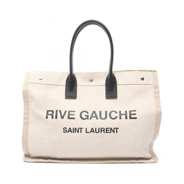 SAINT LAURENT PARIS Rive Gauche Noe Tote Bag 509415 canvas leather Beige Black