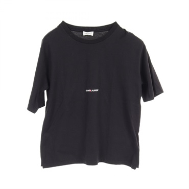 SAINT LAURENT PARIS Mini Logo T-shirt 460876 cotton Black Used Women #M