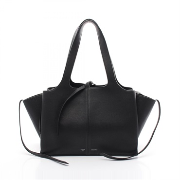 CELINE trifold small Tote hand Bag 179043 leather Black Used