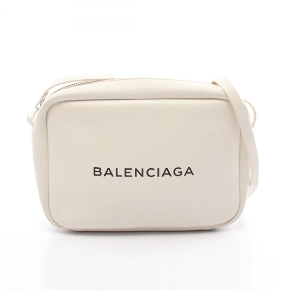 BALENCIAGA Everyday camera S Shoulder Bag 489812 leather White Used Women logo