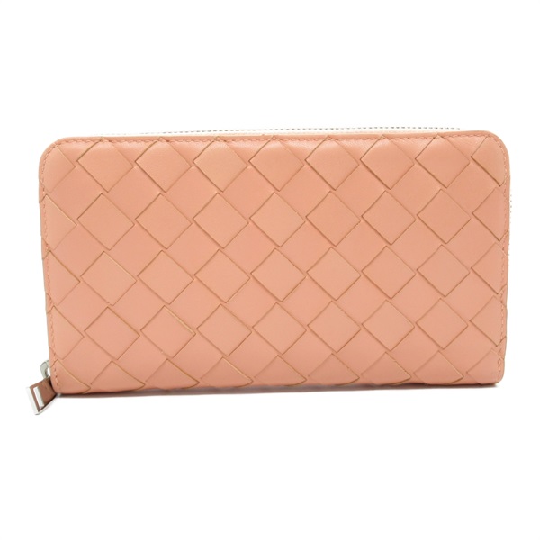 BOTTEGA VENETA Intrecciato Around long wallet Purse 608053 leather Pink Used