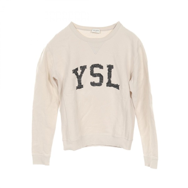 SAINT LAURENT PARIS YSL logo print sweatshirt S size 666979 cotton Beige Used