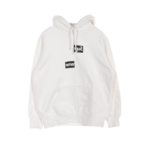 Supreme COMME des GARCONS Split Box Logo Sweatshirt Hoodie cotton White mens #M