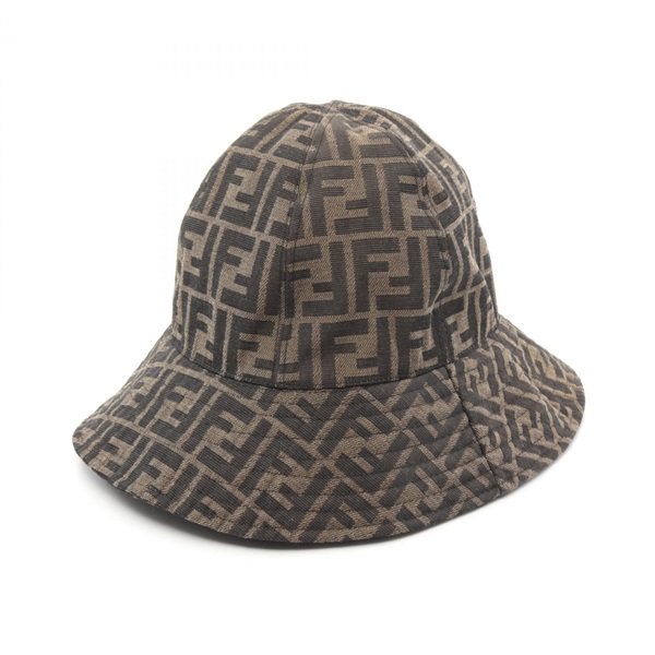 FENDI Zucca pattern hat 57cm FXQ911 canvas Brown Used