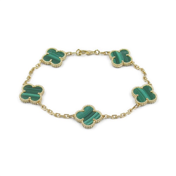 Van Cleef 
Arpels Vintage Alhambra Bracelet 18KYG Malachite Green Used Women