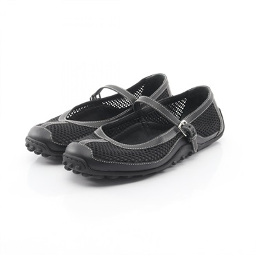 HERMES Kichu pumps Flats 251170Z leather Fabric Black #36.5 Used Women