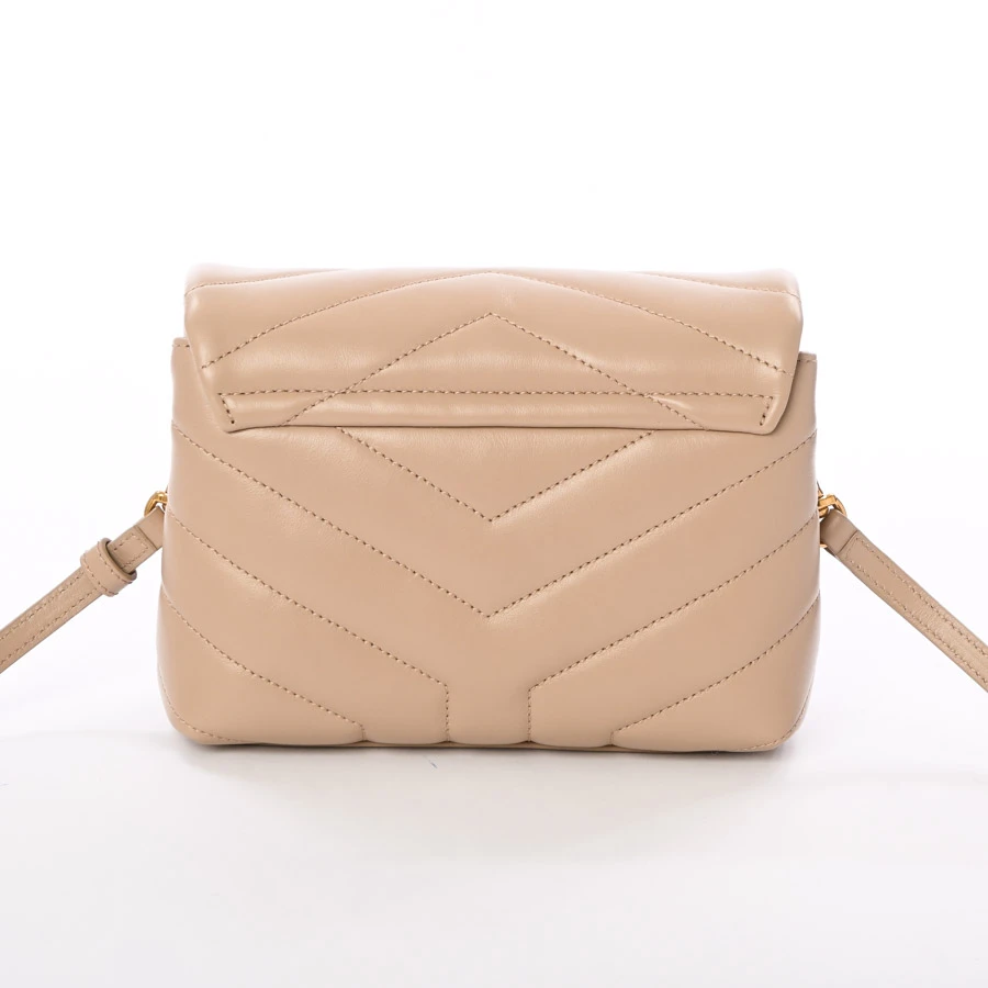 Saint Laurent Beige Calfskin Leather Loulou Toy Crossbody Bag