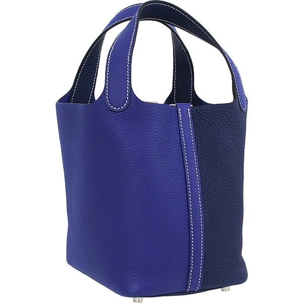 Hermes Picotin Lock PM / 18 Cazac Clemence Blue Electric Blue Ankle Silver Hardware