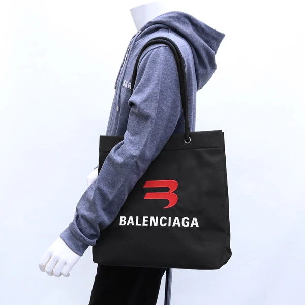 Balenciaga Black Explorer Logo Small Embroidered Tote Bag
