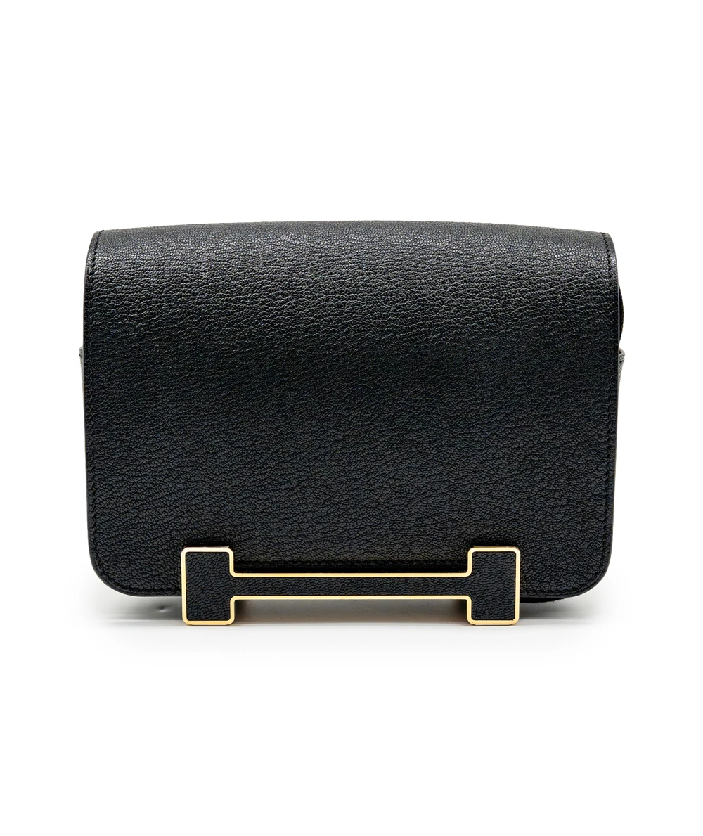 Hermes 2023 (Stamp B) Black Chevre Mysore Leather Geta bag