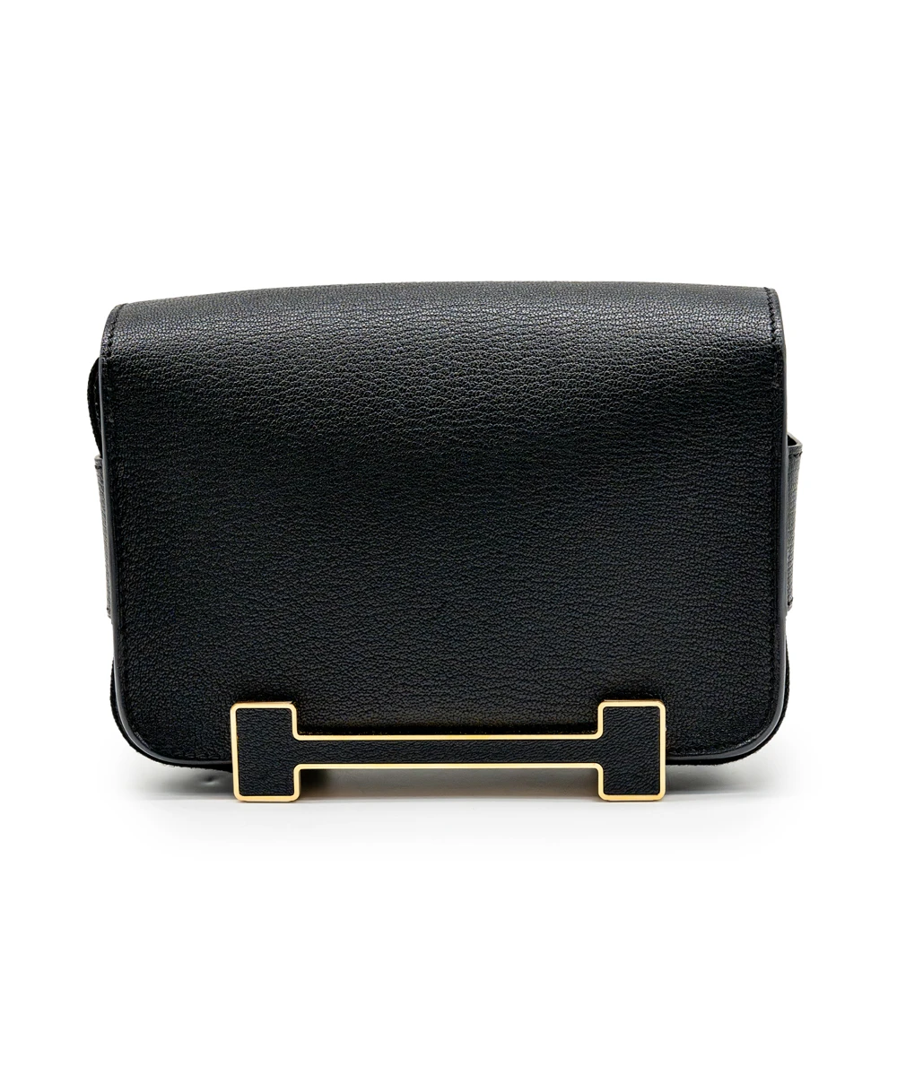 Hermes 2023 (Stamp B) Black Chevre Mysore Leather Geta bag