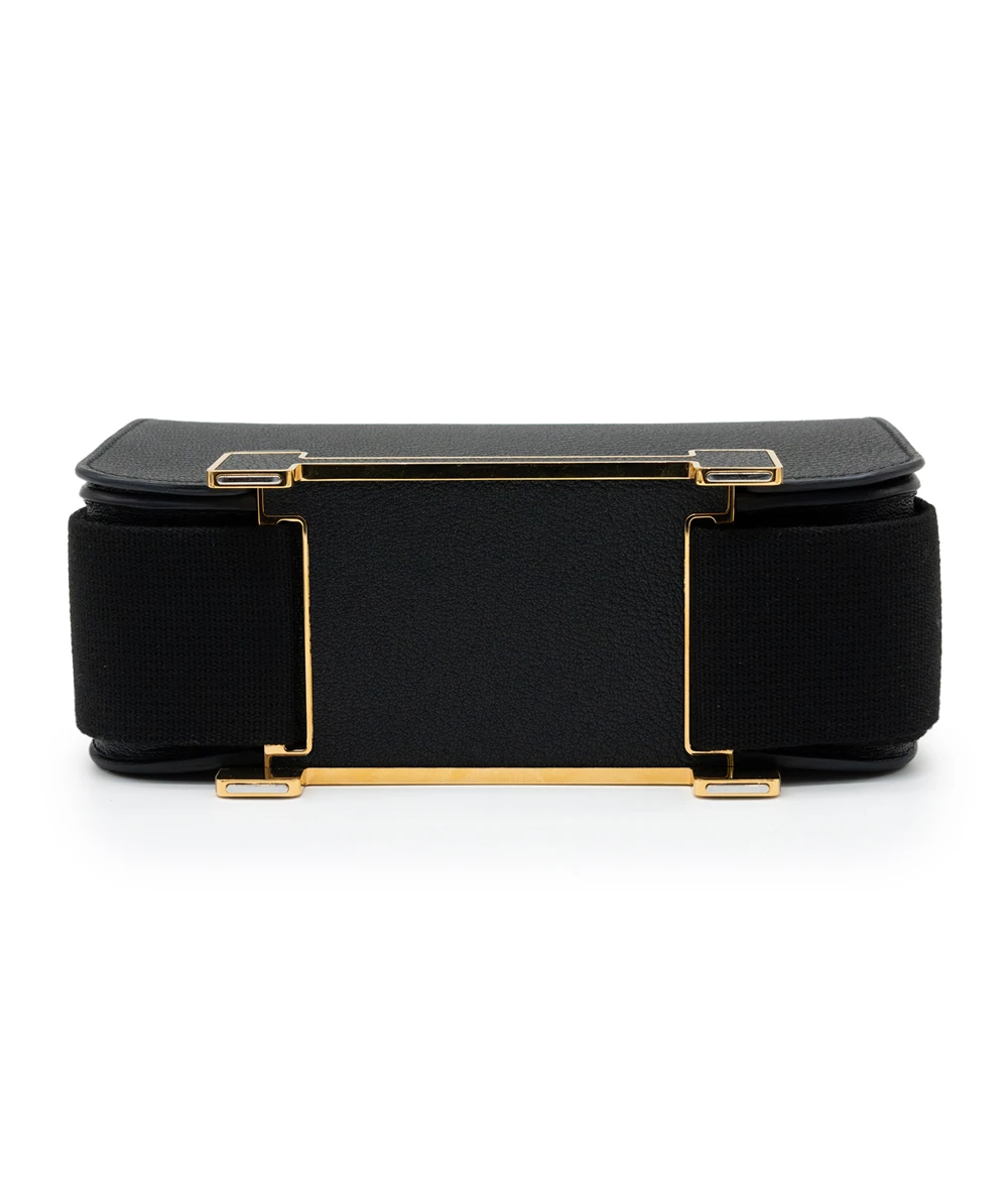 Hermes 2023 (Stamp B) Black Chevre Mysore Leather Geta bag