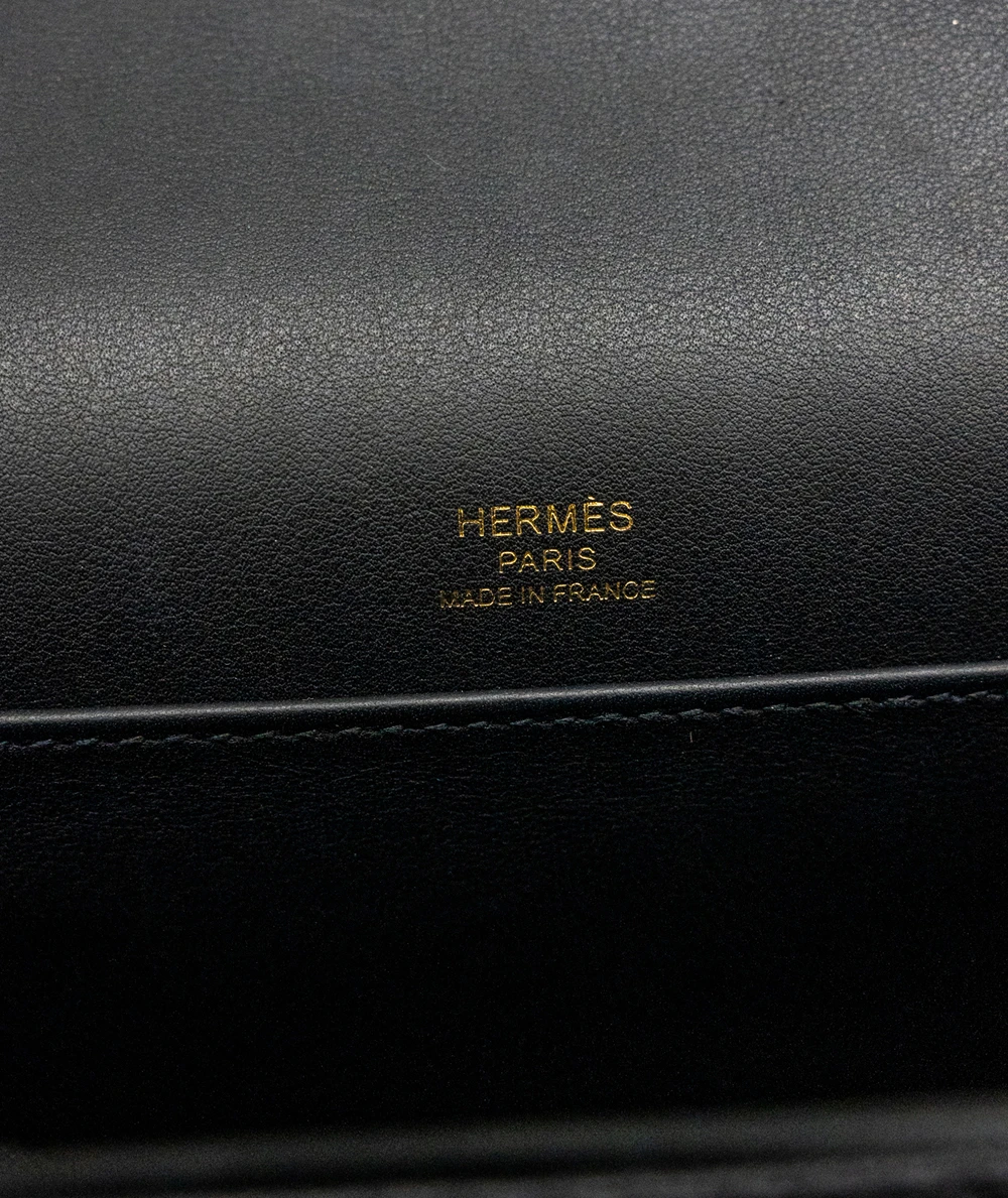 Hermes 2023 (Stamp B) Black Chevre Mysore Leather Geta bag