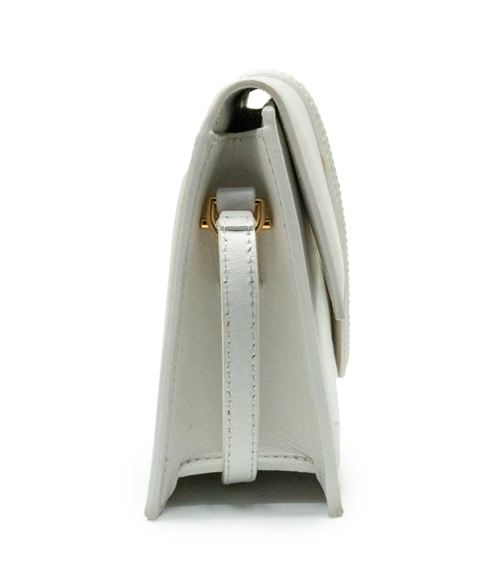 Jacquemus White Leather Le Bambino Long Shoulder Bag