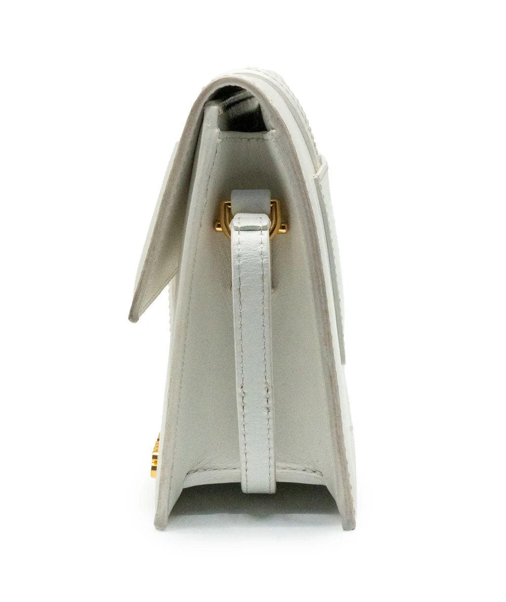 Jacquemus White Leather Le Bambino Long Shoulder Bag