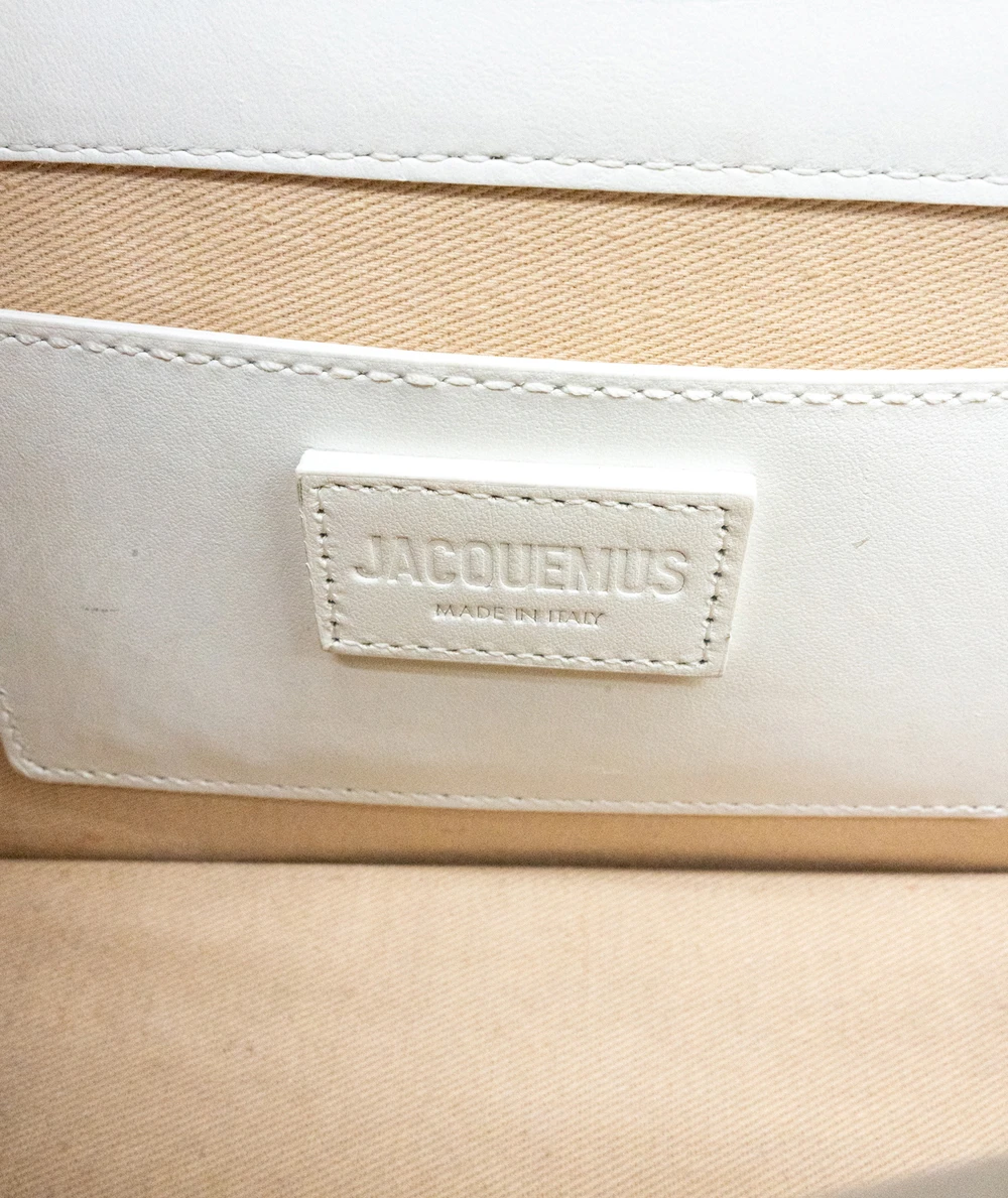 Jacquemus White Leather Le Bambino Long Shoulder Bag