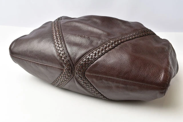 Loewe Dark Brown Nappa Leather Vintage Woven Hobo Bag with Pouch