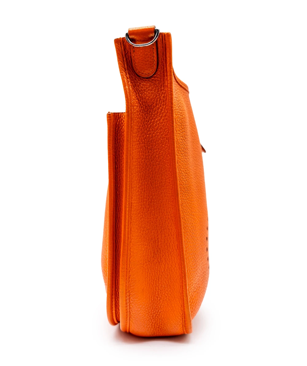 Hermes Size 28 Orange Color Fe Clemence Leather Evelyne III PM bag