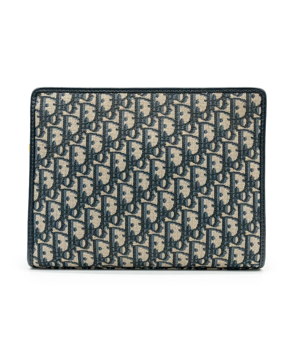 Dior Blue and Beige Oblique Canvas 30 Montaigne Pouch