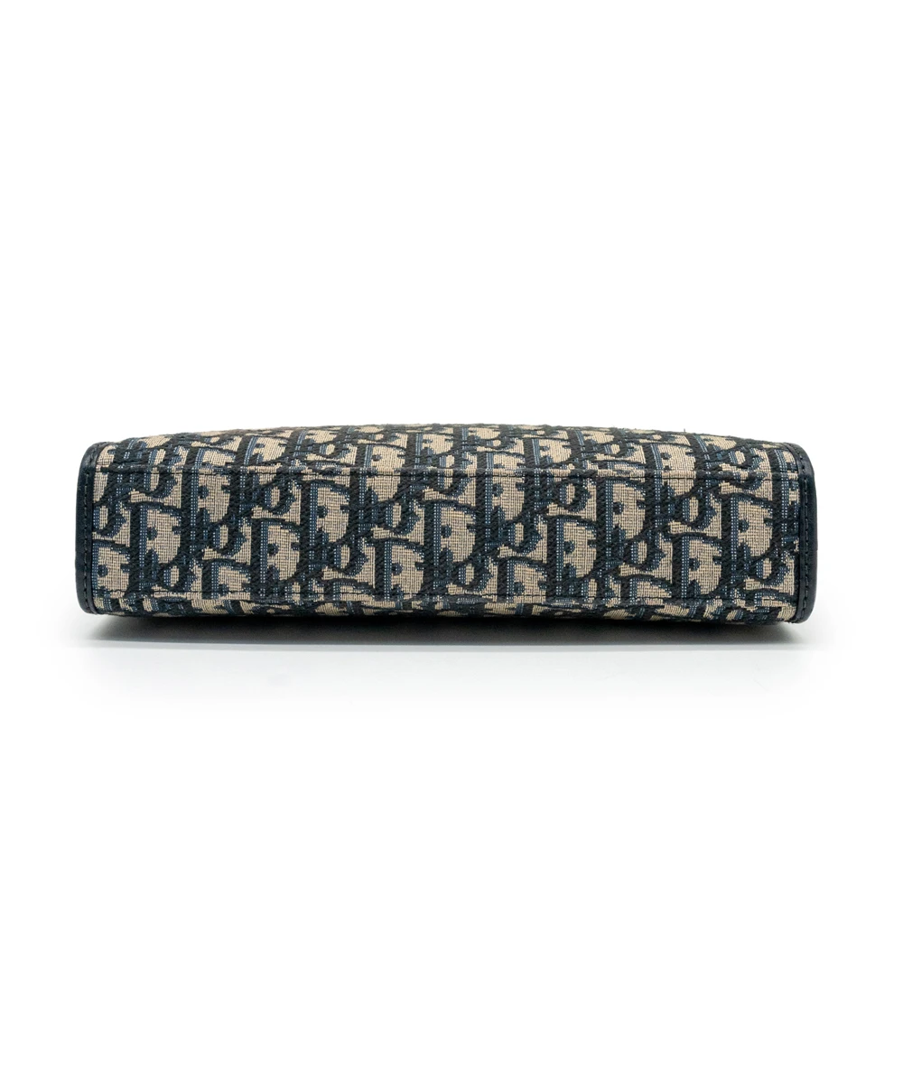Dior Blue and Beige Oblique Canvas 30 Montaigne Pouch
