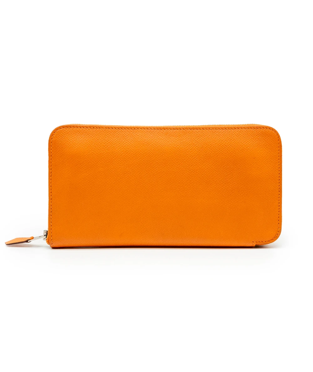 Hermes Orange Color Epsom Leather Azap Long Wallet