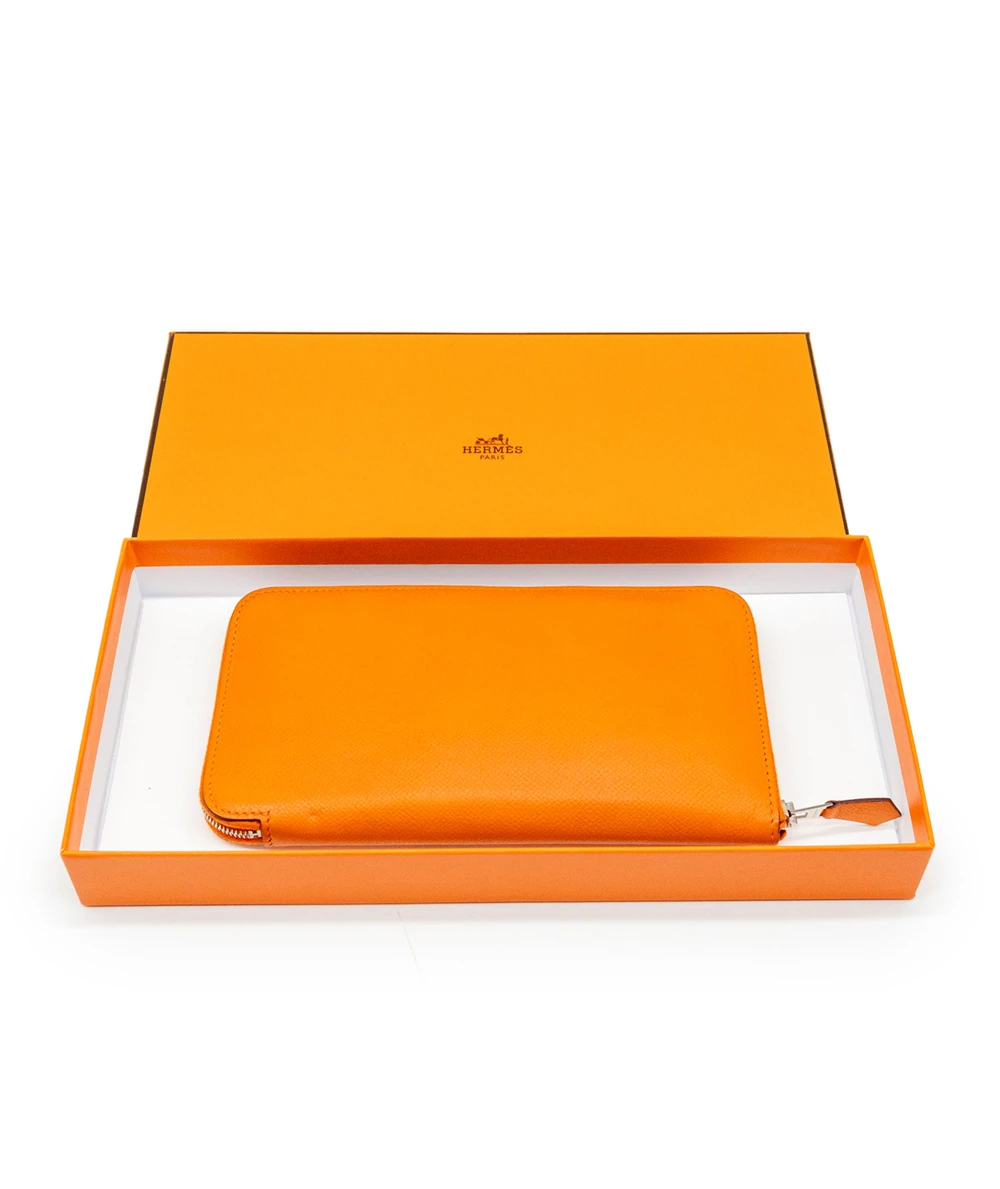 Hermes Orange Color Epsom Leather Azap Long Wallet