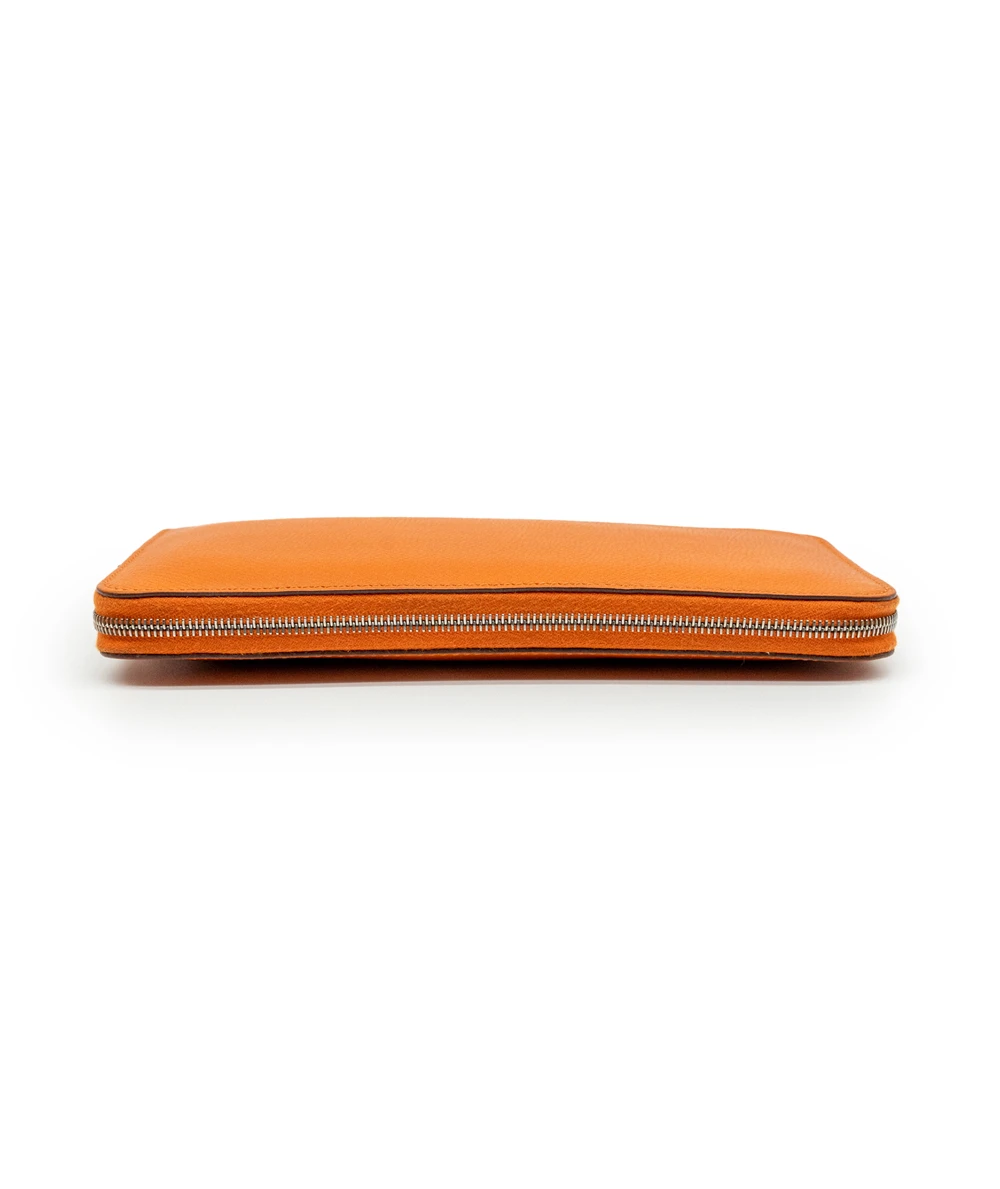 Hermes Orange Color Epsom Leather Azap Long Wallet